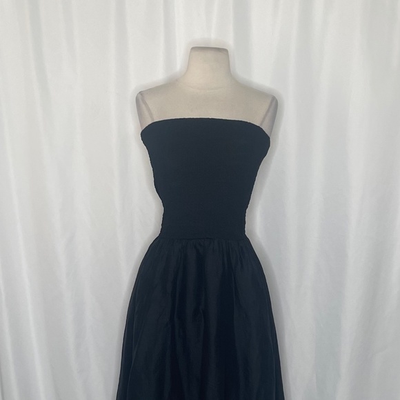 NWT!! J. CREW Strapless Mixy Dress Solid Black Midi Textured Preppy Medium - Picture 4 of 16